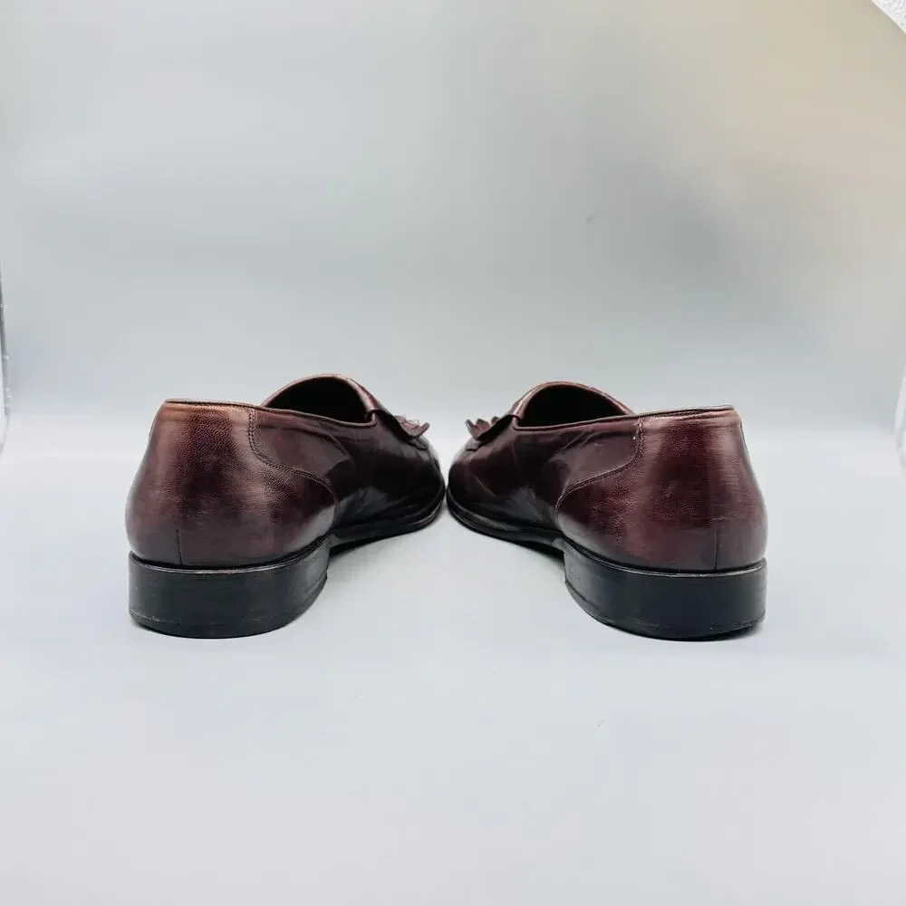 Johnston Murphy Shoes Mens 12 Brown Leather Kiltie Tassel Loafers Vtg Made Italy